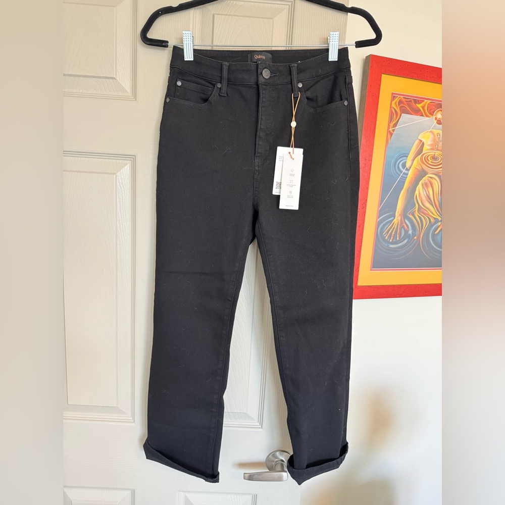 Quince Classic Black Straight Leg Jeans